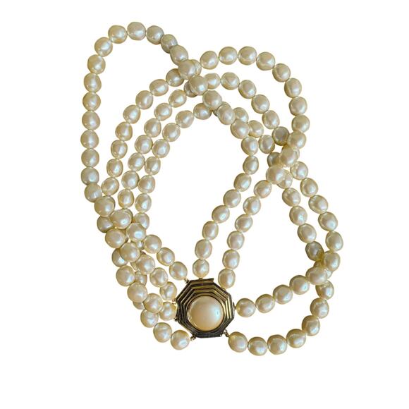 Yves Saint Laurent Vintage Four Strand Baroque Pearl Necklace w/Box & COA - Picture 11 of 16